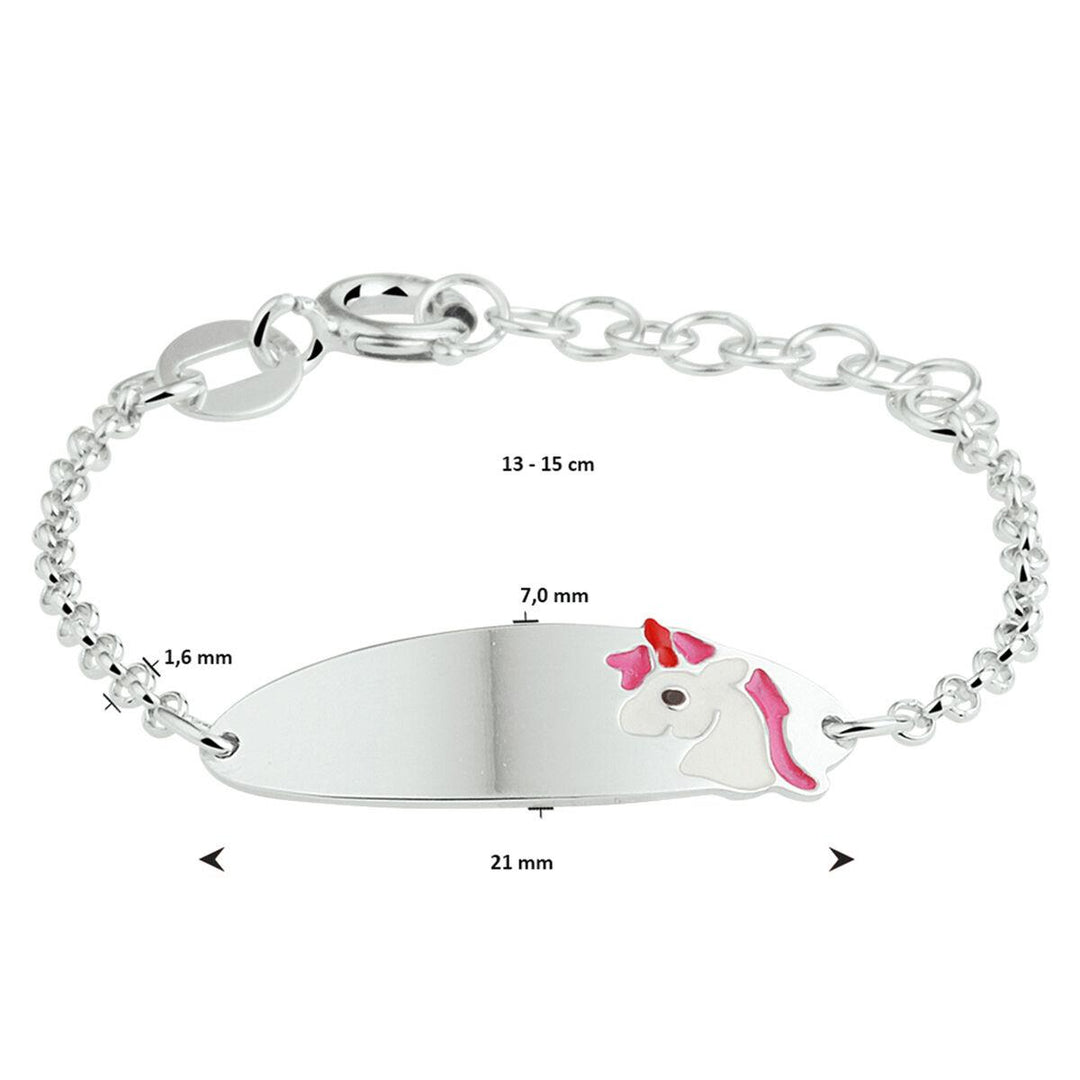zilveren graveerplaat armband unicorn