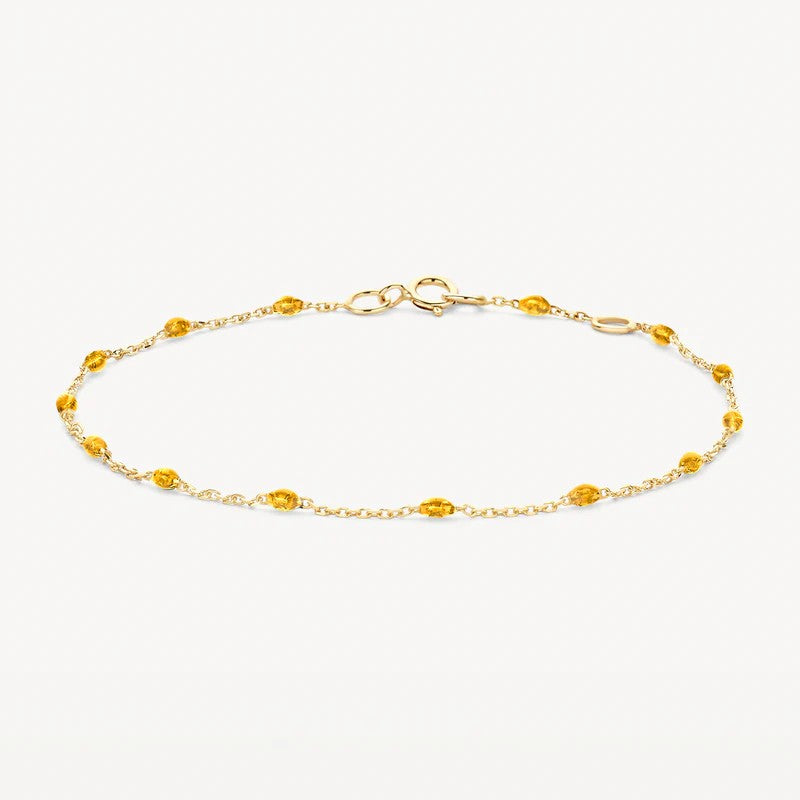 14k Geelgouden armband caramel resin Citrien 2226YRC