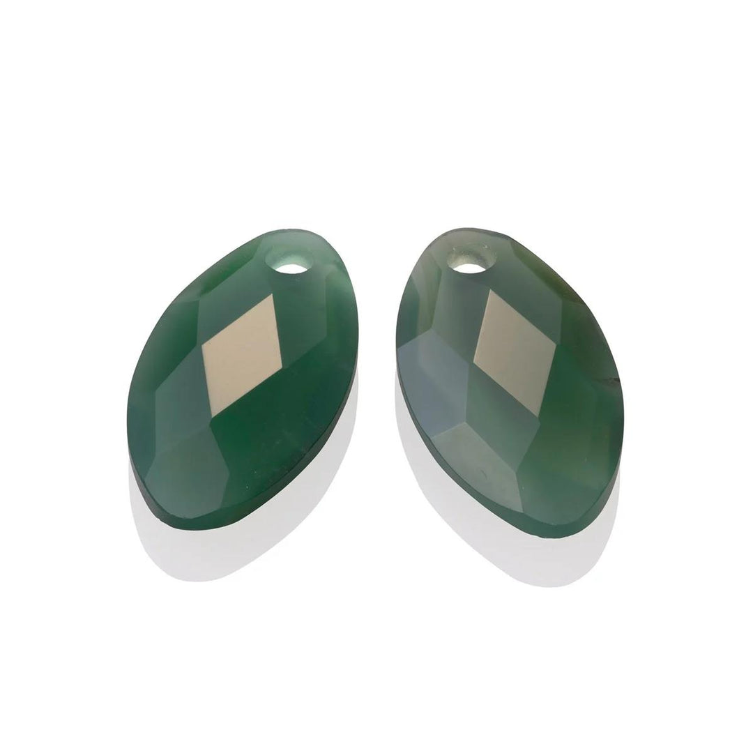 Earstones | Leaf Earring gems - Green onyx EAGEM53-FCLF-S