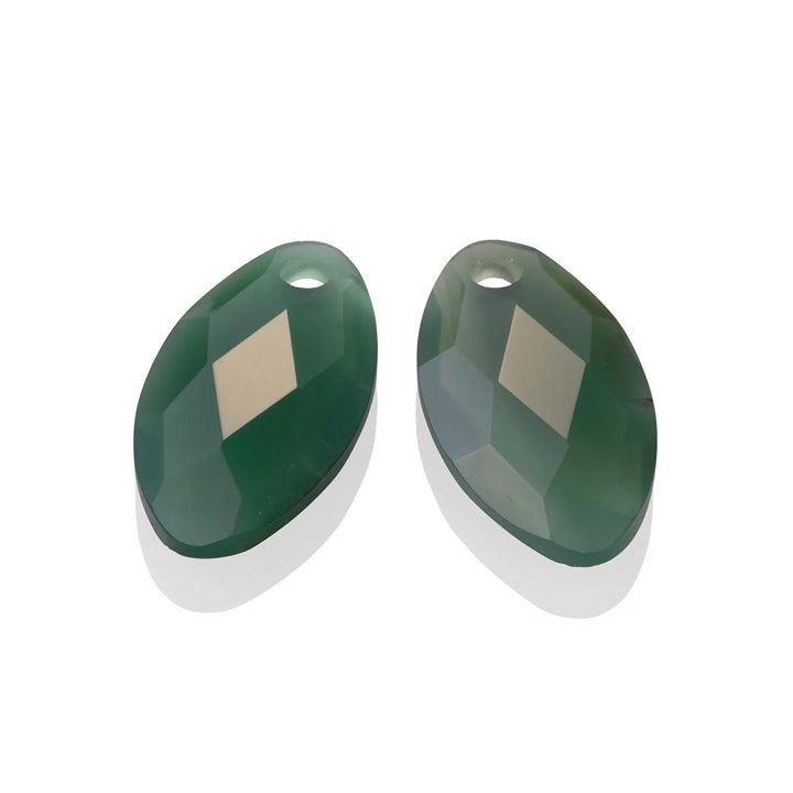 Earstones | Leaf Earring gems - Green onyx EAGEM53-FCLF-S
