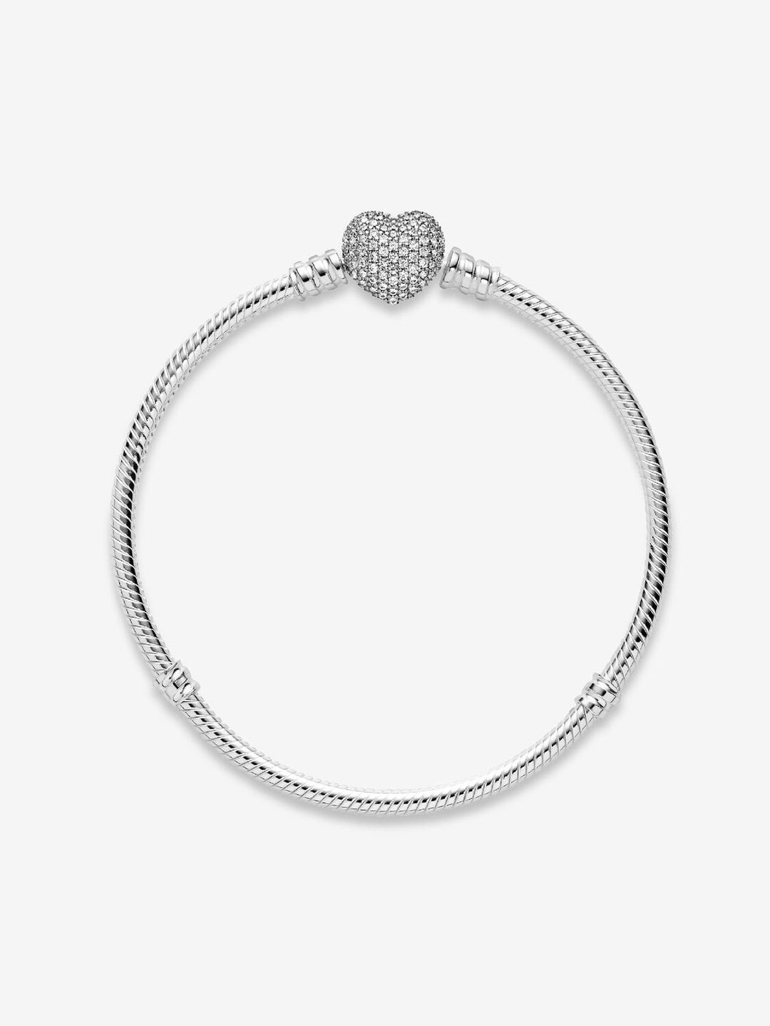 Pandora Moments Sprankekend Hart en Pavé Snake Chain armband 590727CZ