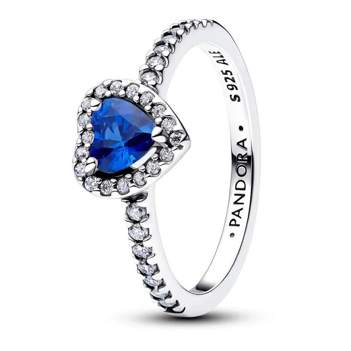 Pandora Timeless Elevated Princess Blue Heart Ring 198421C09