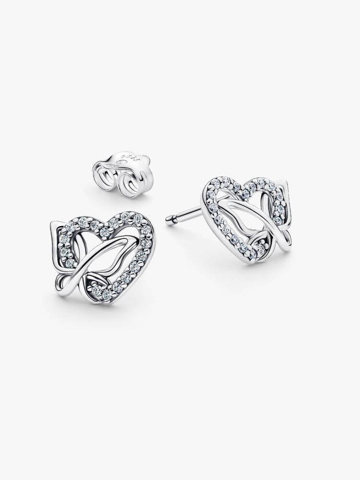 Pandora Entwined Heart & Butterfly Stud Oorbellen 294476C01