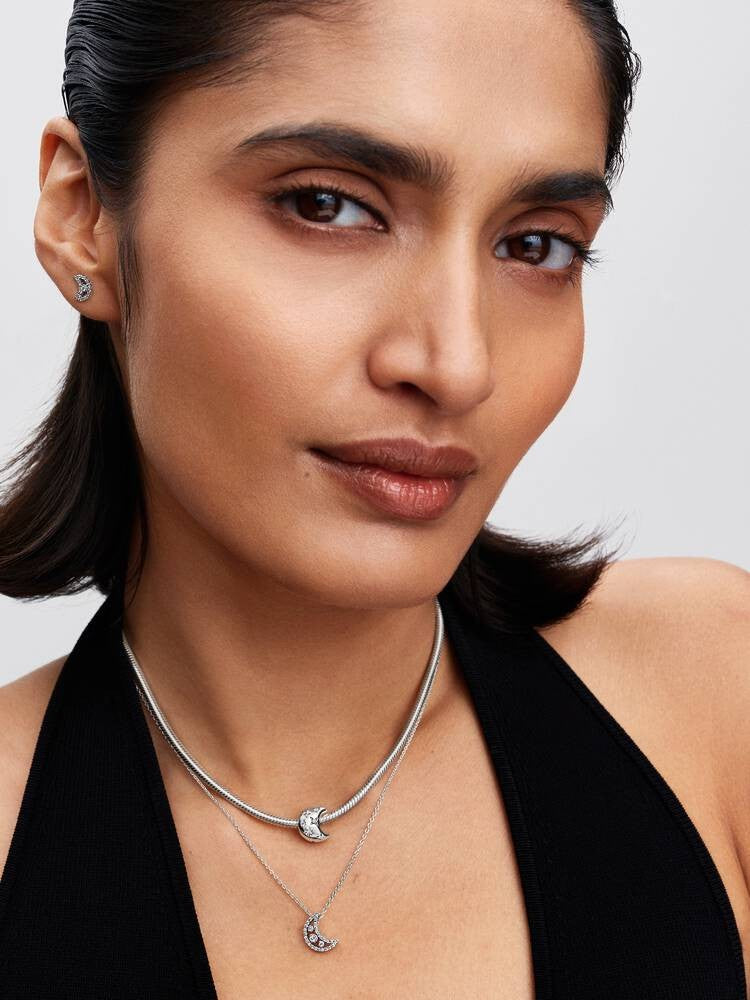 Sparkling Moon Stud Earrings 294257C01