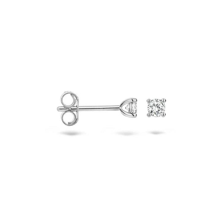 Oorknoppen 7602WDI - 14k Wit goud met Diamant