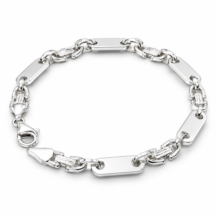 Massieve graveerplaatarmband zilveren fantasie armband 6 mm 21 cm