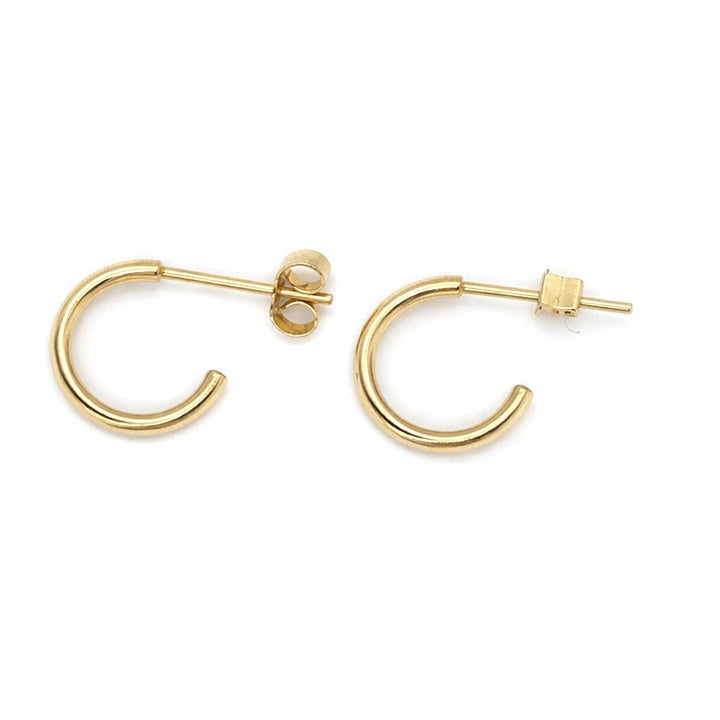14 Karaat Tricolor Oorstekers Halfrond – 9,5 mm