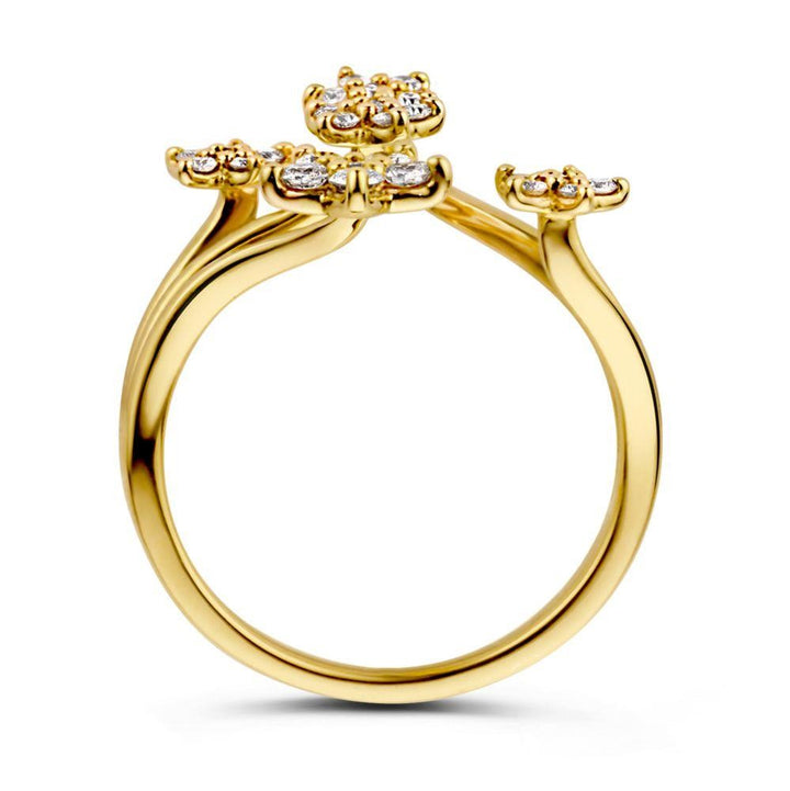 14 karaats geelgouden ring briljant diamant bloemen 0.51 crt. RG117332