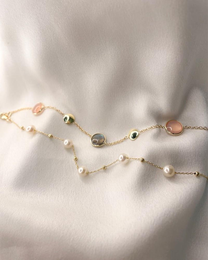 14 kt Armband geelgoud parel 19 cm 5.5 zoetwater