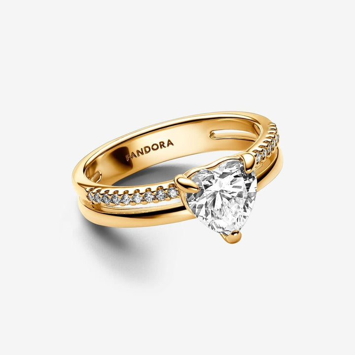 Ring met dubbele band en hart 163100C01-52