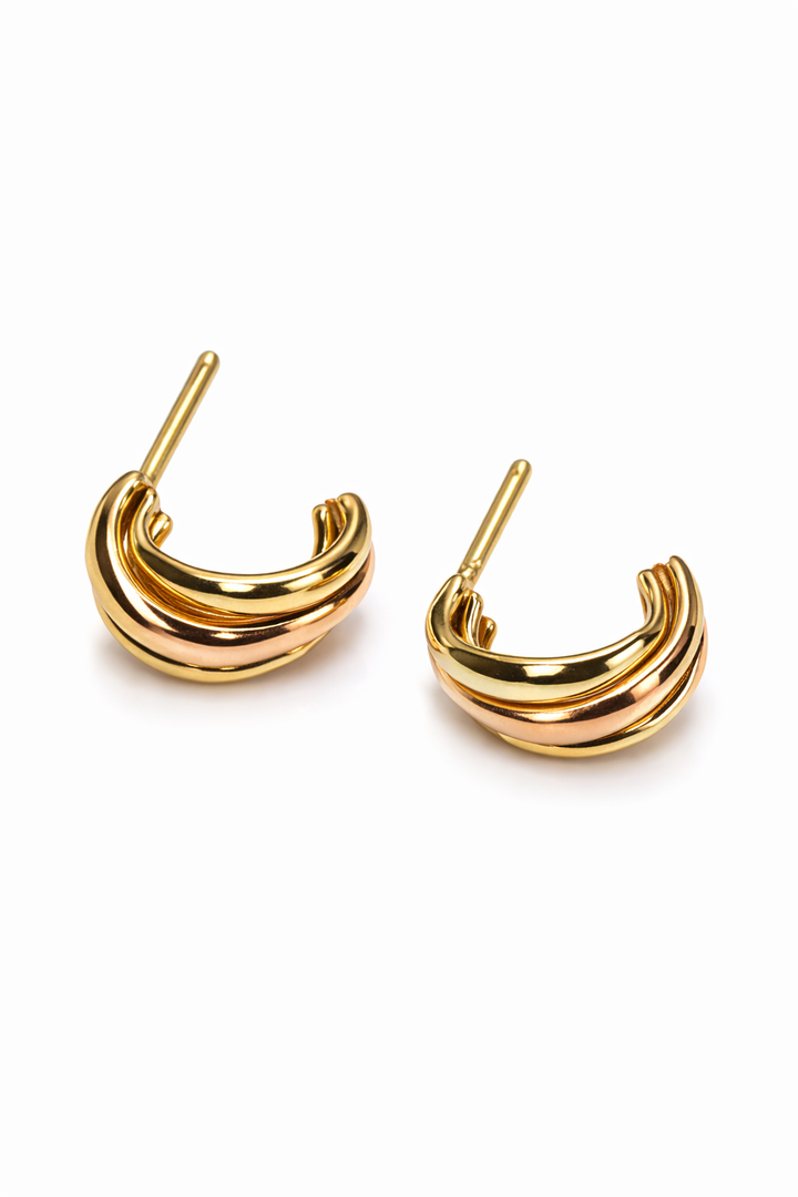 14 kt dames oorknoppen tricolor 14 kt goud