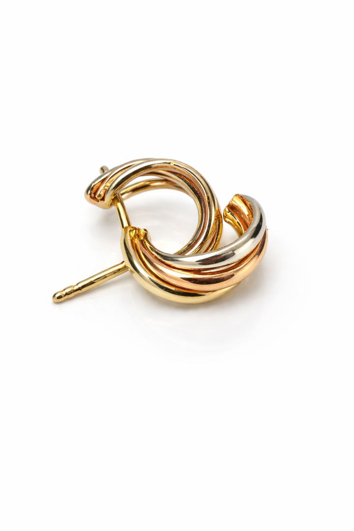 14 kt dames oorknoppen tricolor 14 kt goud
