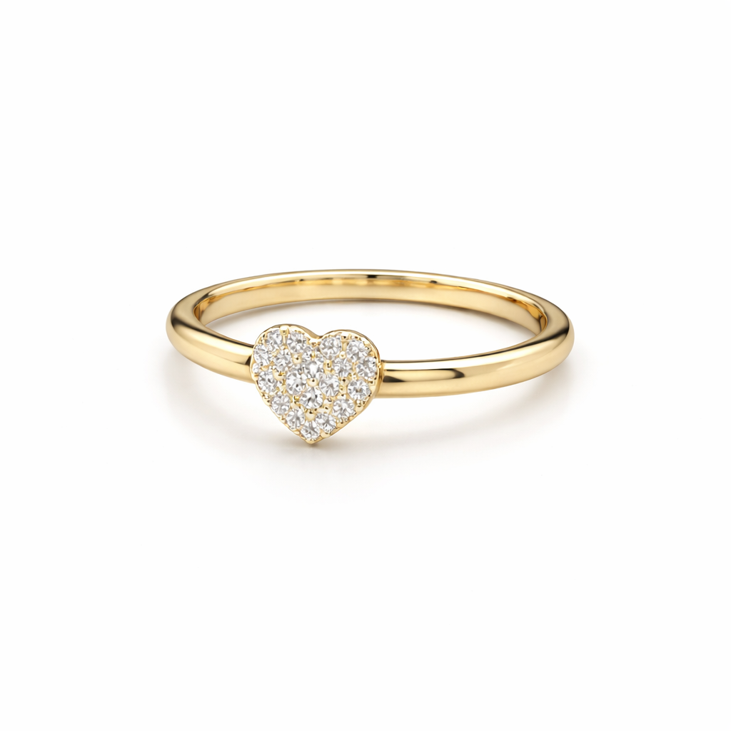 14 kt ring entourage in heart vorm 0.25 ct diamant