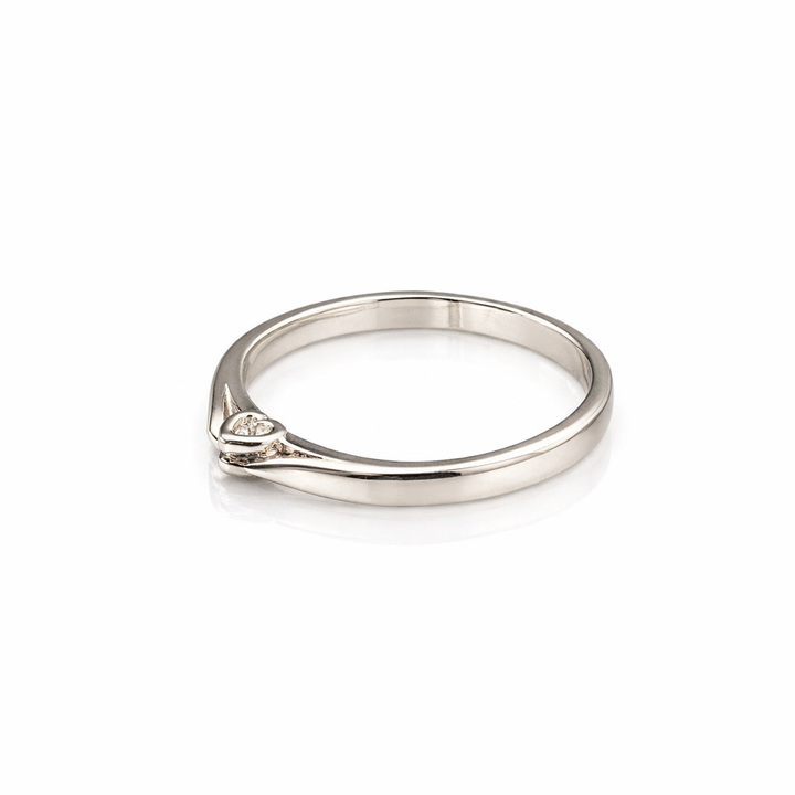 14 kt bicolor ring hartzetting met 1 x 0.03crt diamant W/Si