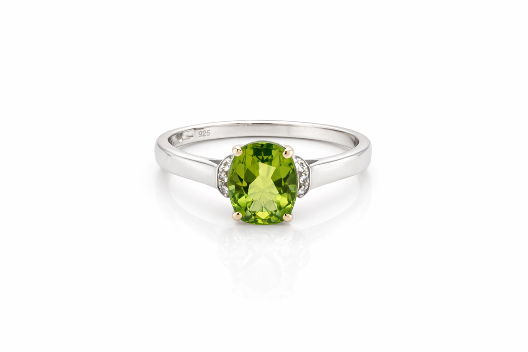 14 Kt Witgouden Ring met 14 kt witgouden ring madeira citrien& Diamantaarse amethist  en Diamanten