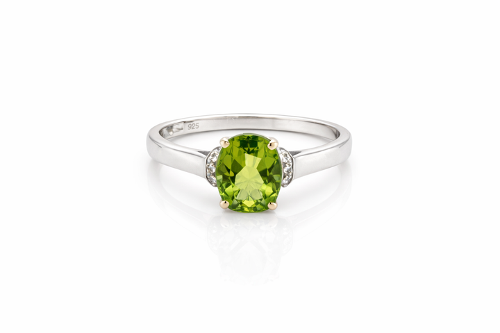 14 Kt Witgouden Ring met 14 kt witgouden ring madeira citrien& Diamantaarse amethist  en Diamanten