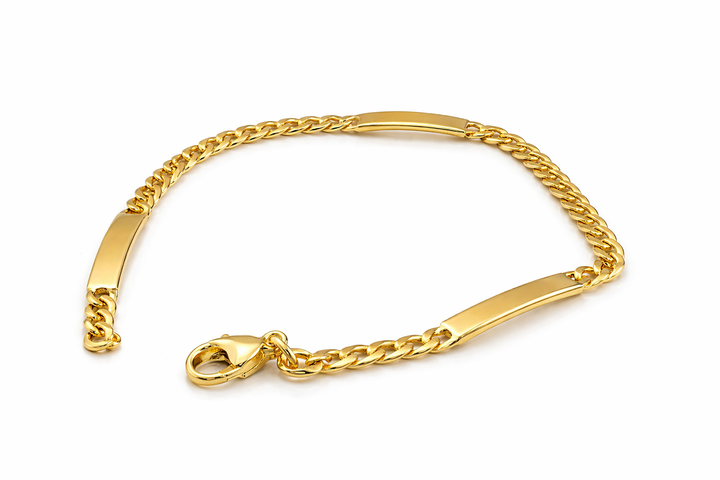 14 kt gourmett &amp; 3 plaat armband 19 cm