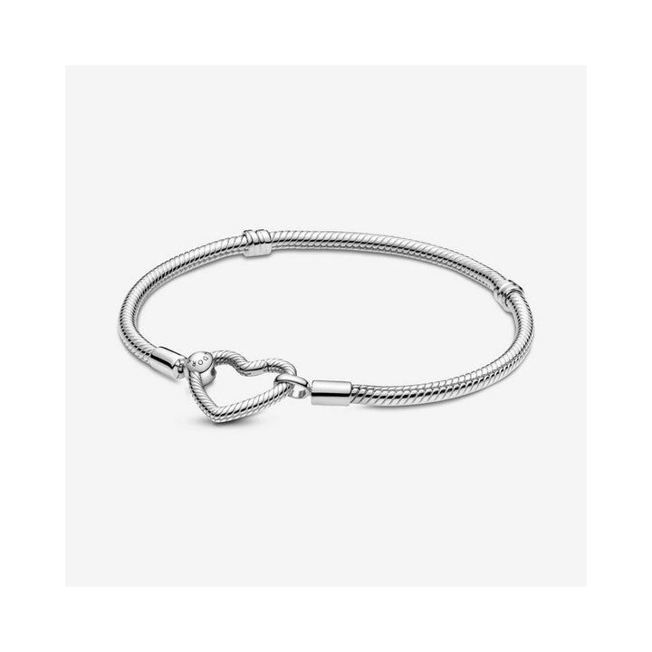 Pandora Moments snake chain-armband met hartsluiting 599539C00-18