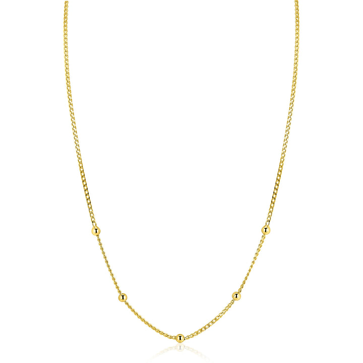 ZINZI zilveren gourmet ketting met vijf bolletjes 42–45cm ZIC2714