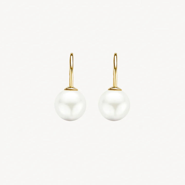 14 Karaat Geelgouden Parel Oorbellen met Swarovski-Parel ⌀ 8 mm