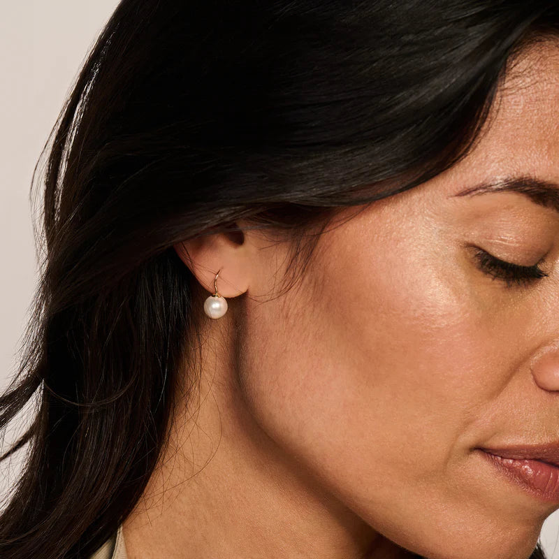 14 Karaat Geelgouden Parel Oorbellen met Swarovski-Parel ⌀ 8 mm