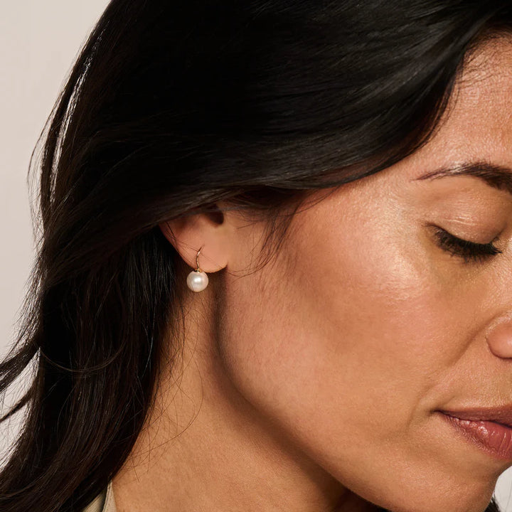 14 Karaat Geelgouden Parel Oorbellen met Swarovski-Parel ⌀ 8 mm