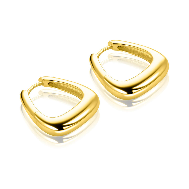 21mm ZINZI goldplated zilveren oorringen glad in een trendy tasvorm met luxe klapsluiting ZIO2805G