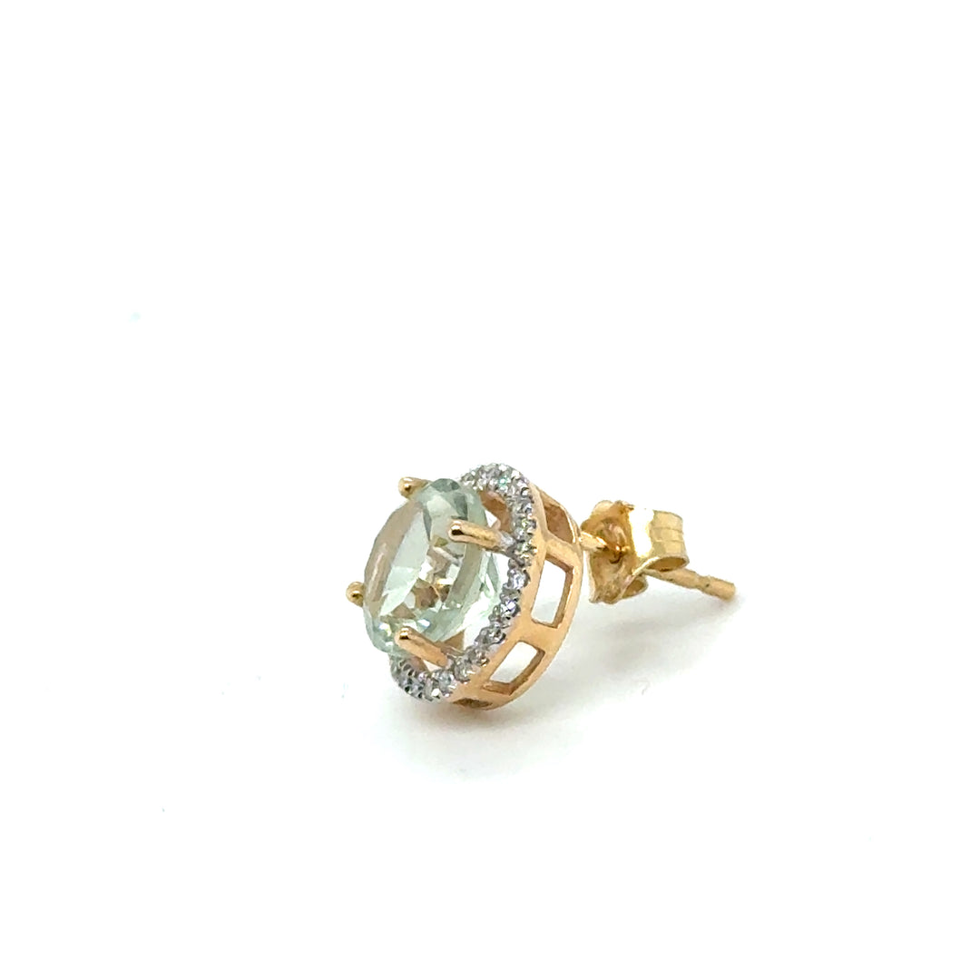 Oorstekers 14k prasioliet diamant 0.25ct