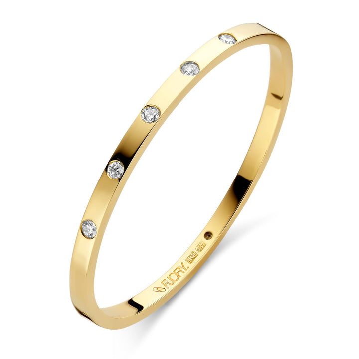 Fjory bangle armband recht 6 mm vierkant geel – 5-steens tot 0,75 crt