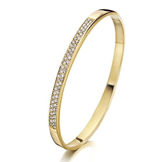 Fjory bangle armband ovaal 6 mm geel – 76 diamanten totaal 1,52 crt