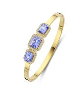 Fjory bangle armband recht 4 mm vierkant geel – 66 diamanten tot 0,65 crt & 3x Tanzaniet tot 6,20 crt