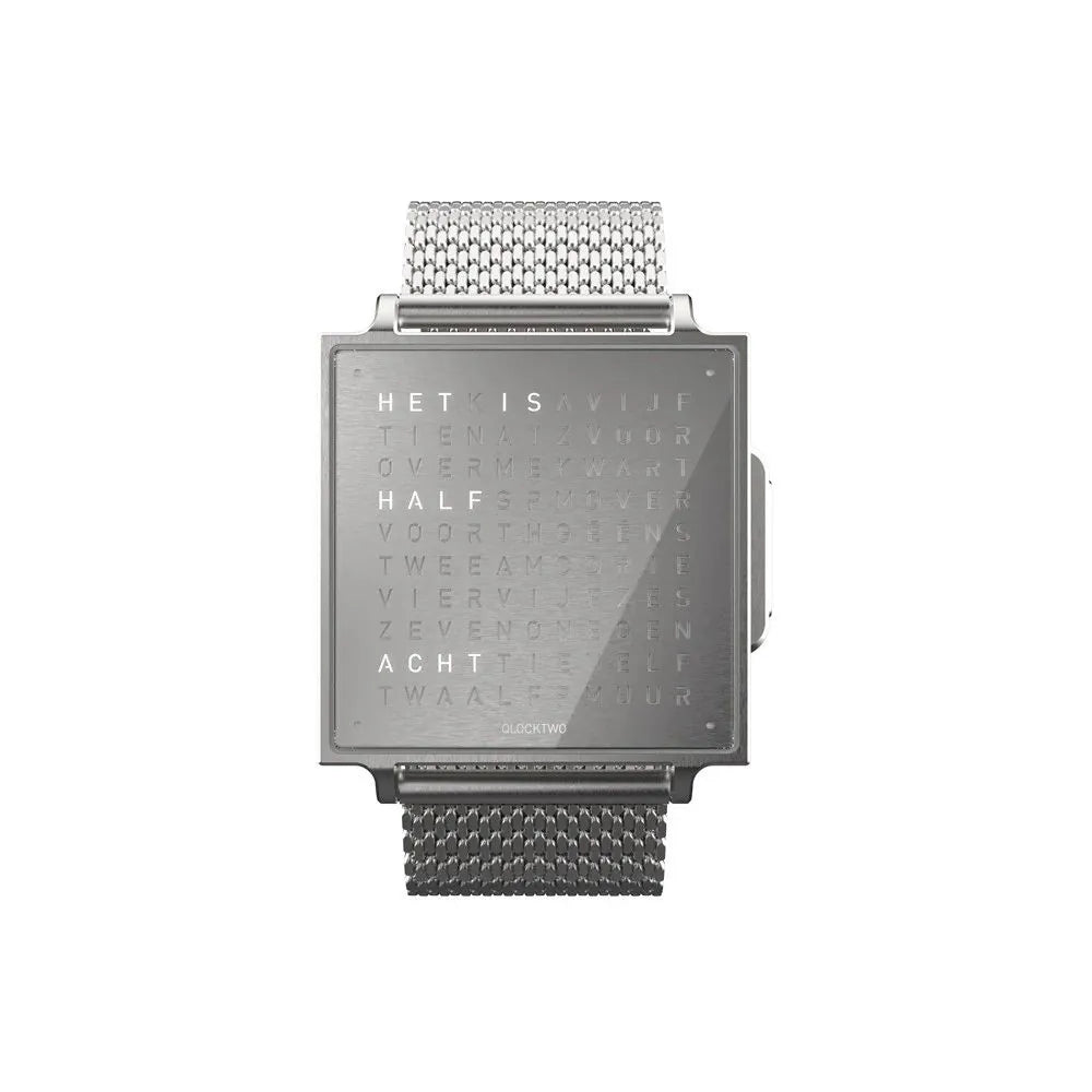 QLOCKTWO horloge 38 mm Grijs QW38NL3BRBMBRN