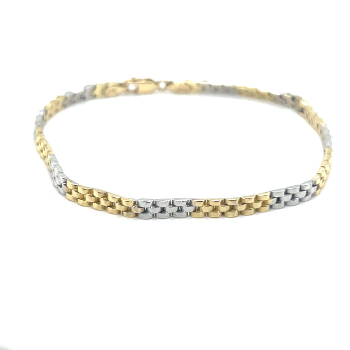 14 Karaat Bicolor Gouden Armband – Jubilee Schakel met Karabijnslot 20 cm x 3,8 mm
