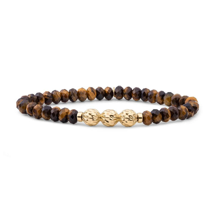 Bracelet | Tiger Eye Fuse beads - Gold - 6mm SB-G-6MM-FUSE-G09