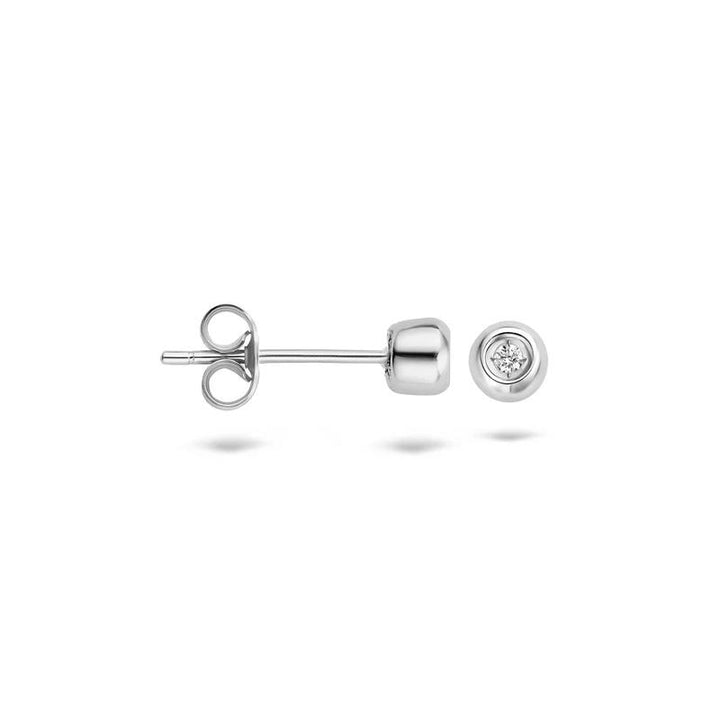 Oorknoppen 7627WDI- 14k Wit goud met Diamant