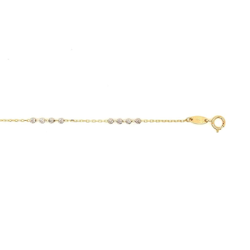 Bicolor gouden armband Ankerschakel met Bolletjes Witgoud