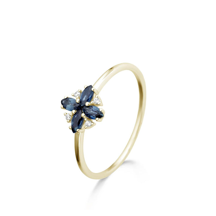 18 kt 067926SA ring saffier en diamant bloemmotief