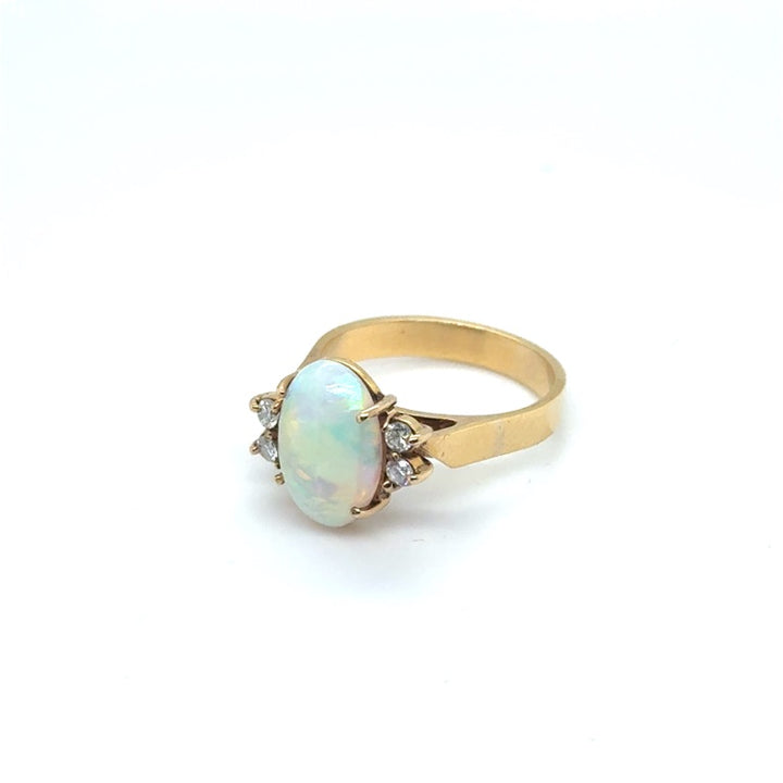 18 Karaat Geelgouden Entourage Ring met Opaal en Diamant