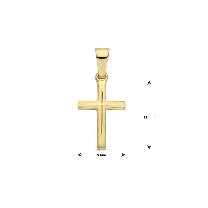 14 kt gouden kruis hanger met V-oog