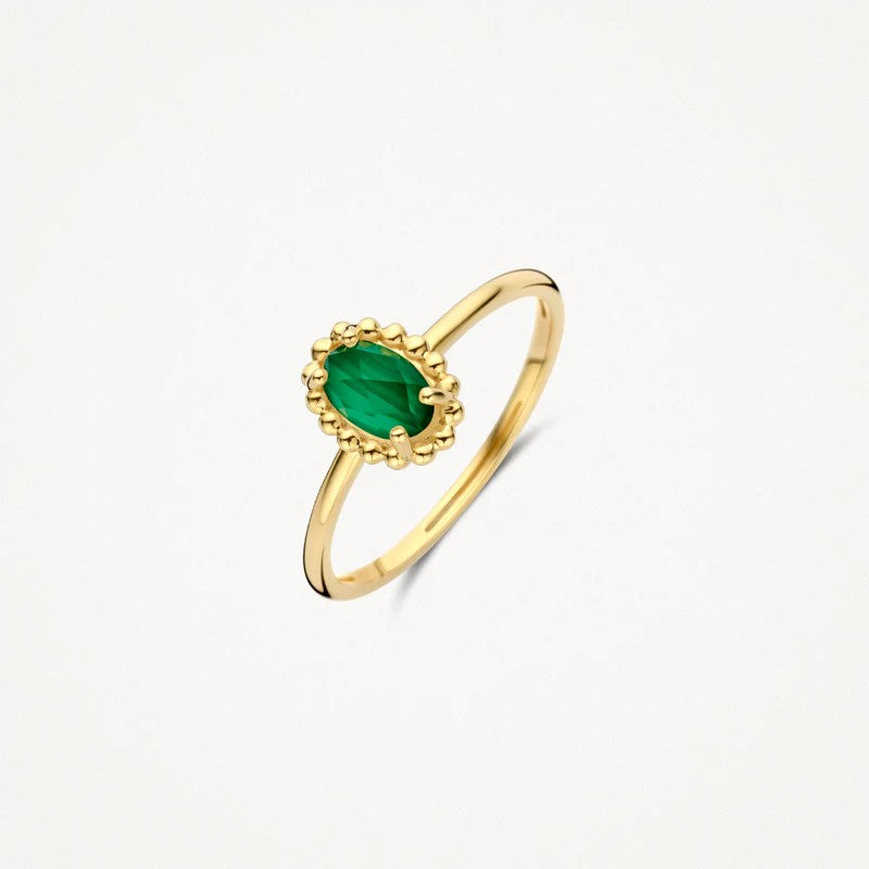 Blush Ring 14 kt Geelgoud met Malachiet en Bergkristal – 1272YMA