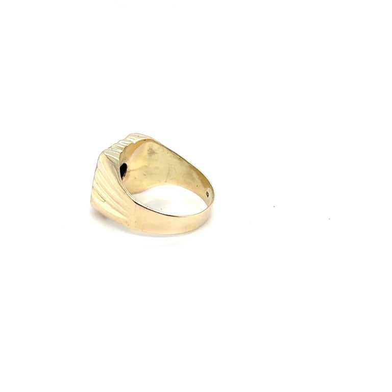 14 kt Gouden Ring met Onyx en Zirkonia – Occasion
