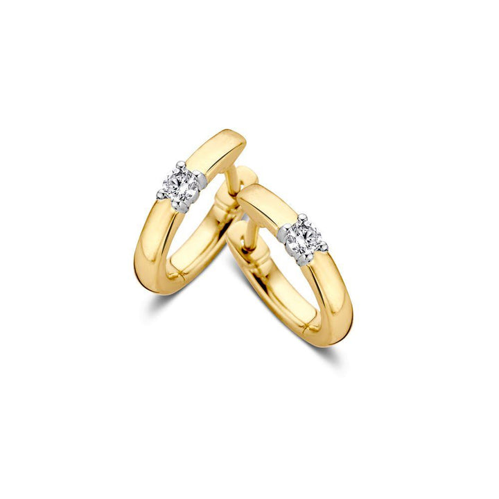 14 karaats bicolor gouden oorringen gezet met een diamant OG416843