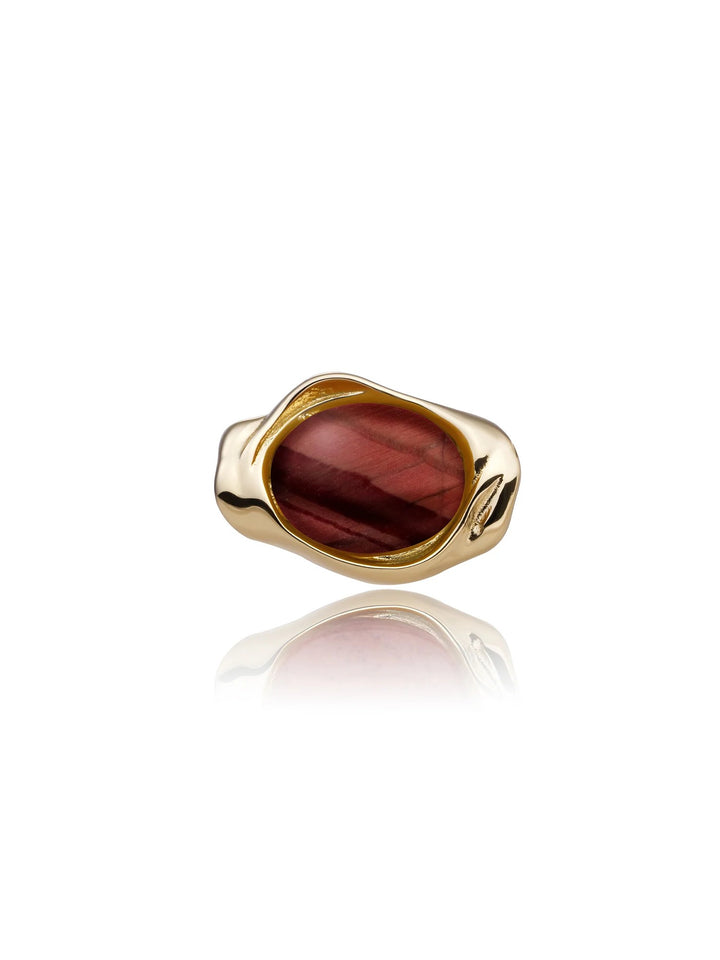 Sparkling Jewels Flow Pendant Red Tiger Eye – Gold Plated 925 Zilver – SPG41-G15