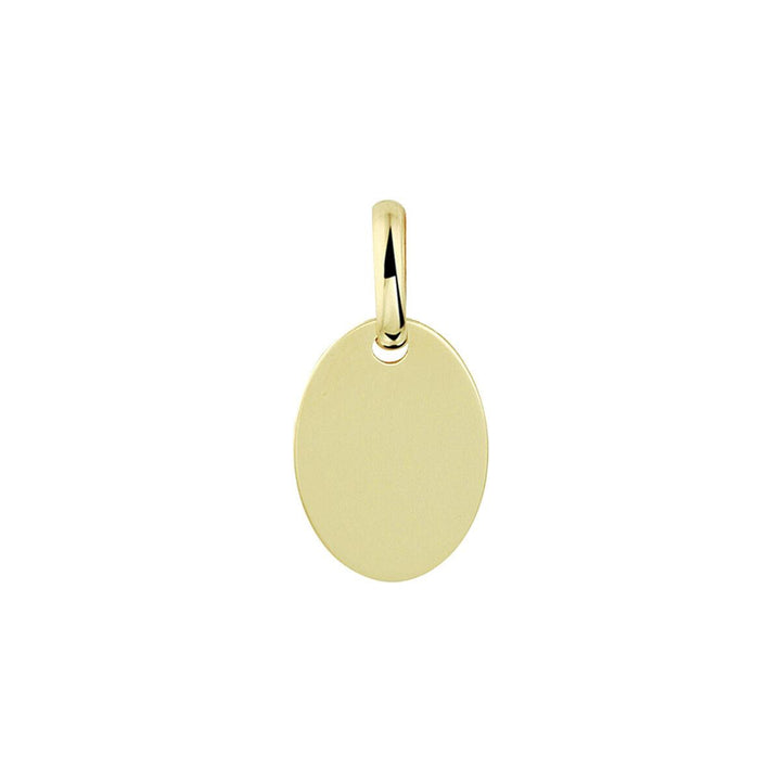 14 kt graveerhanger rond geelgoud 10 mm