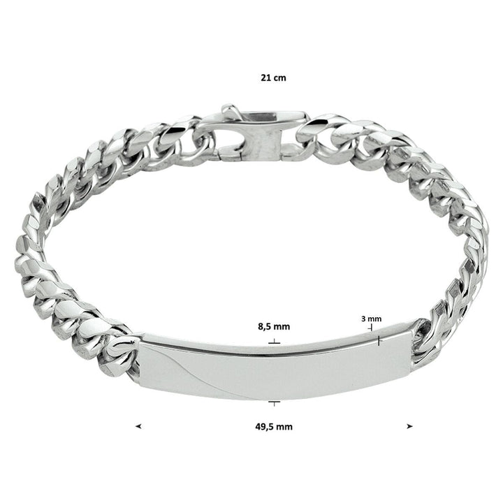 graveerarmband gourmette 6-zijdes geslepen plaat 8,5 mm 21 cm
