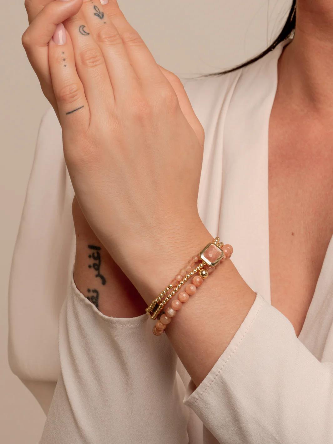 Bracelet | Sunstone Saturn large - Gold - 6mm SBG-GEM58-ADD-6MM