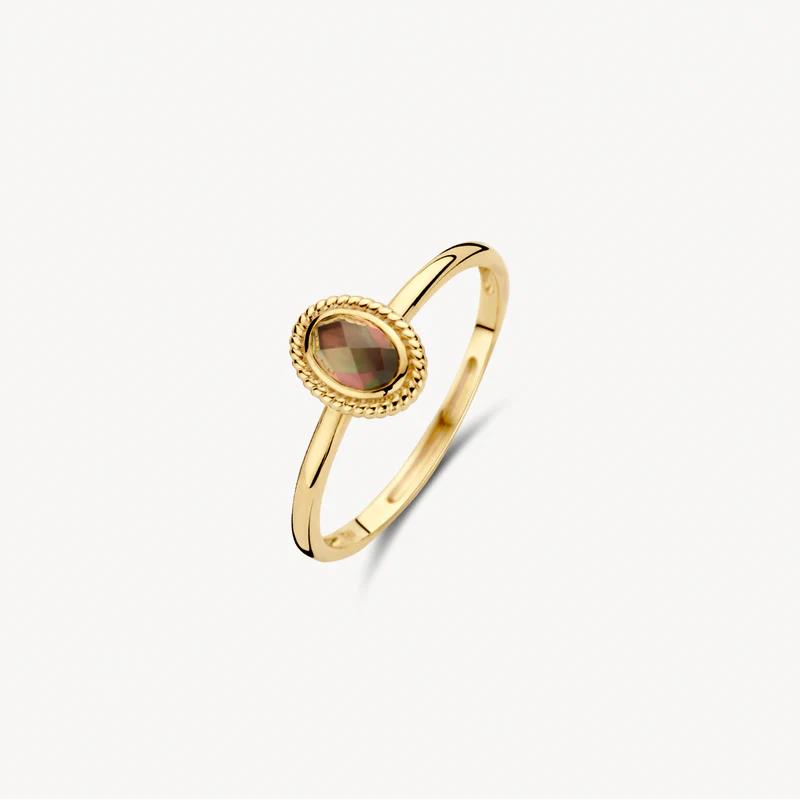 14k Geelgoud met parelmoer en pure quartz Ring 1239YBQ