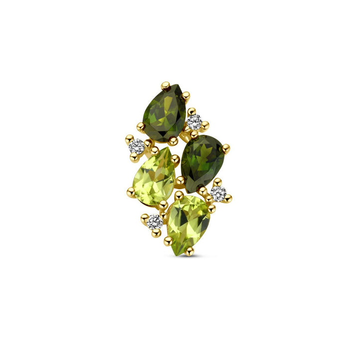 14 Karaat Geelgouden Hanger met Groen Toermalijn, Peridot en Diamant – 17 x 10,5 mm