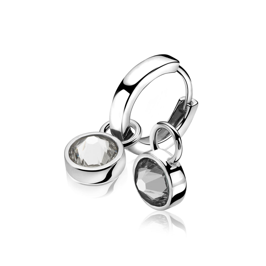 zilveren oorbedels dubbelzijdig zwart wit ZICH1006Z