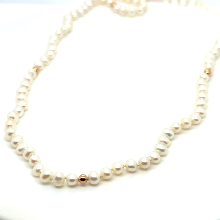 Zoetwater Parel Collier met 14 Karaat Gouden Beads – 55 cm